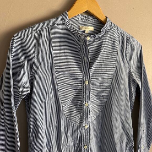 Ann Mashburn Blue and White Striped Bib Front Button Down Tunic XS - Picture 3 of 5